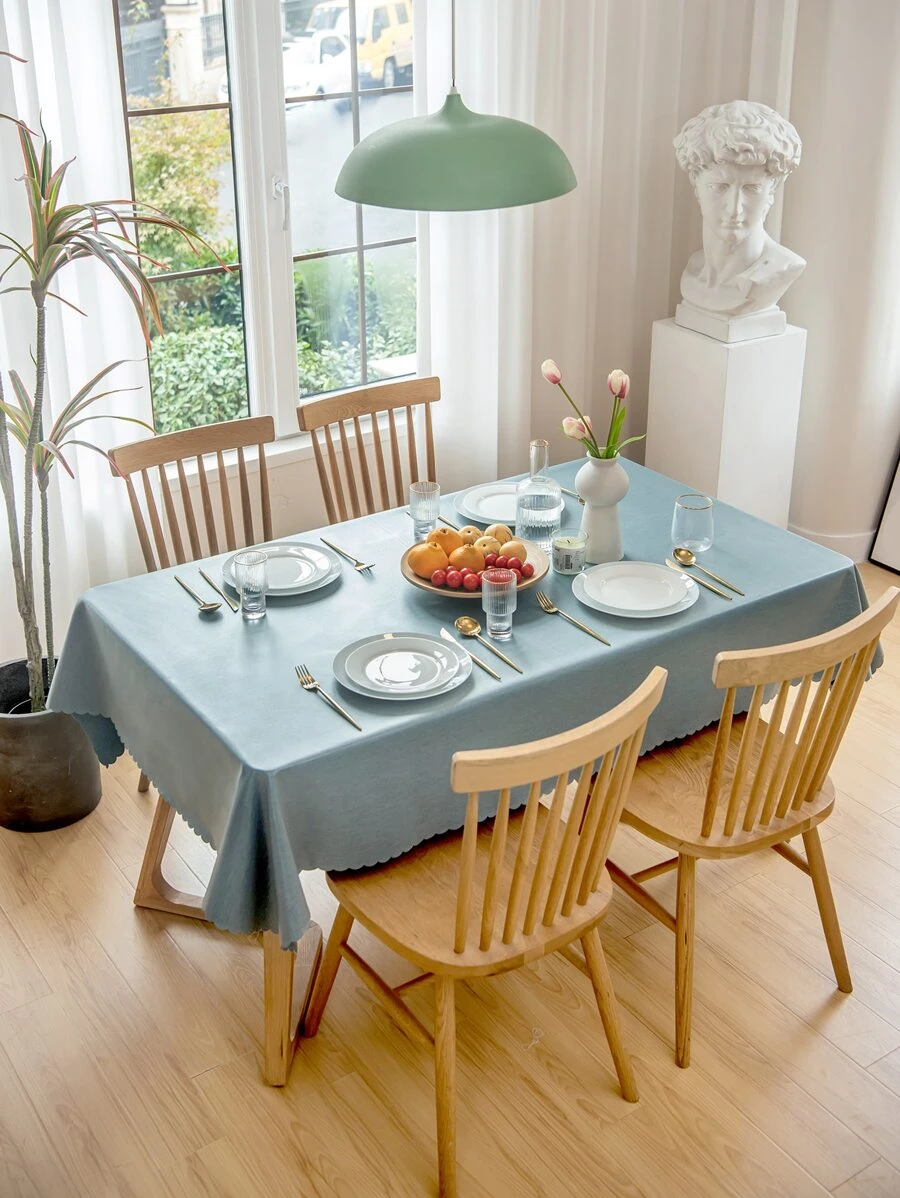 1pc Waterproof, Oilproof, Tpu Coated Tablecloth, Solid Color Dining Table, Desk, Tea Table Cover Mat, Tablecloth - Royal Blue - View 1