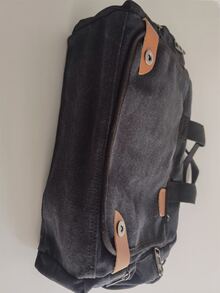 斜肩包帆布單肩包郵差包手提包旅行休閒中等手提包 - 黑色 - 查看 5