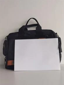 斜肩包帆布單肩包郵差包手提包旅行休閒中等手提包 - 黑色 - 查看 6