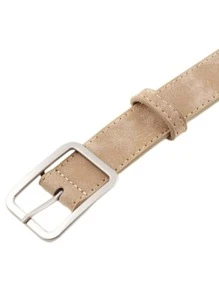 1pc Women Fashionable Square Buckle Belt For Daily Life Summer, School Fall, Autumn, Halloween - Khaki - View 3