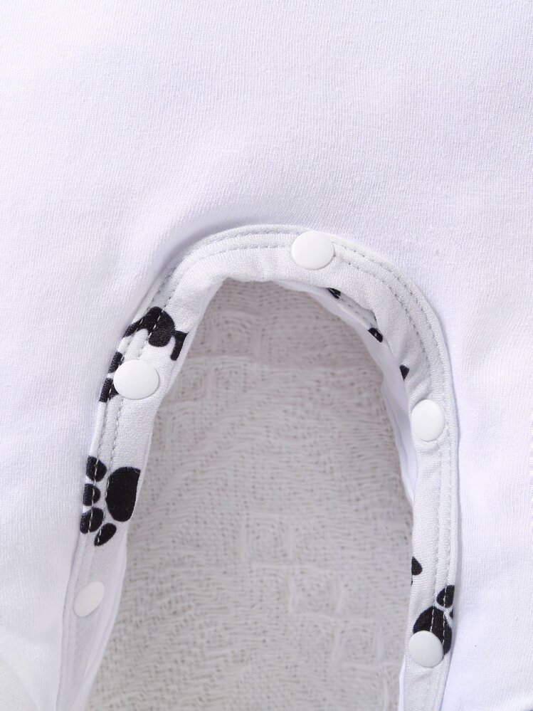 SHEIN Baby Boy Panda & Letter Graphic Footed Sleep Jumpsuit - White - View 5