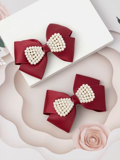14件以上珍珠爱心蝴蝶结发夹套装，少女风日常及派对发饰