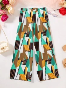 Chicas Pantalones de pierna ancha con estampado geométrico - Multicolor - Ver 1