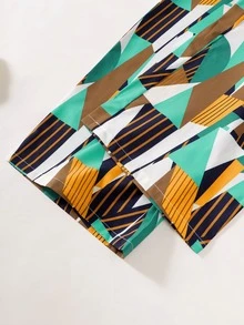 Chicas Pantalones de pierna ancha con estampado geométrico - Multicolor - Ver 4