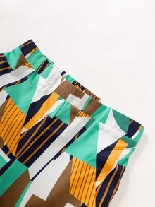 Chicas Pantalones de pierna ancha con estampado geométrico - Multicolor - Ver 5