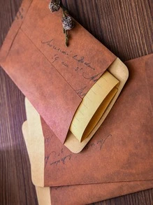 1pc Red Brown Paper Envelope, Vintage Literary Mailing Envelope For Birthday Gift - Rust Brown - View 7
