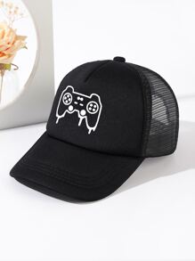 1pc Toddler Kids Gamepad Pattern Fashion Trucker Hat - Black - View 1