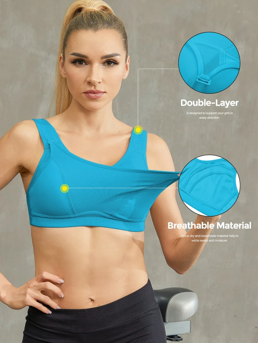 Light Support Sports Bra - Mint Blue - View 1