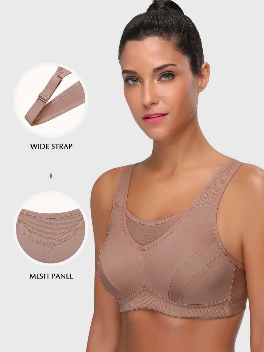 Solid Wireless Bra - Brown - View 1