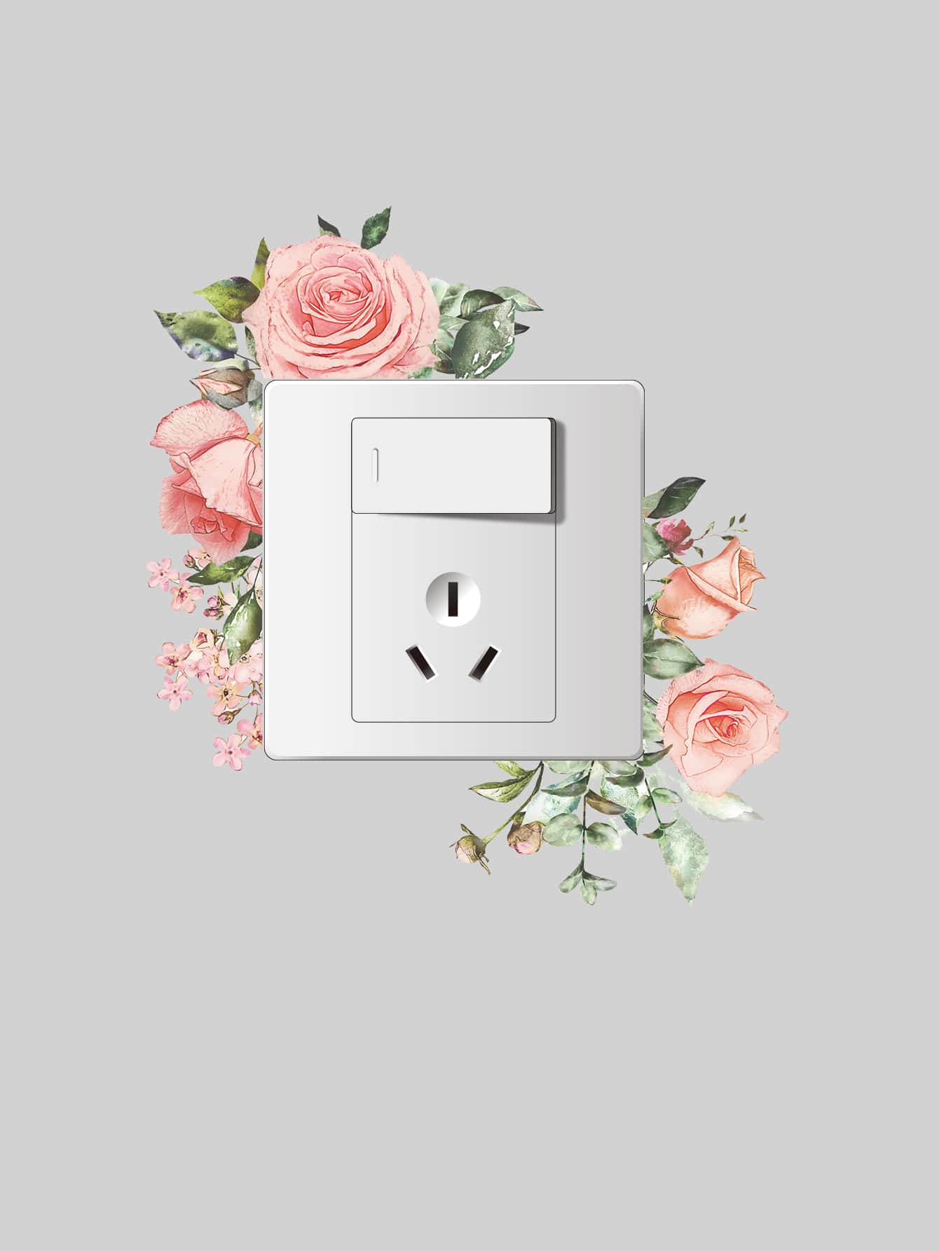 1pc Floral Pattern Switch Outlet Wall Sticker - Red - View 1