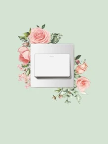 1pc Floral Pattern Switch Outlet Wall Sticker - Red - View 2