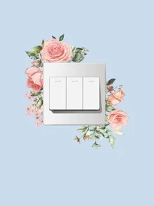 1pc Floral Pattern Switch Outlet Wall Sticker - Red - View 4