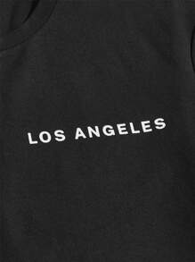 Manfinity VCAY Men Bear & Letter Graphic Tee & Drawstring Waist Shorts Summer Outfit - Royal Blue - View 4