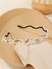 1 件女士精美珍珠和水晶装饰发箍，女神派对 - 彩色 - 查看 3