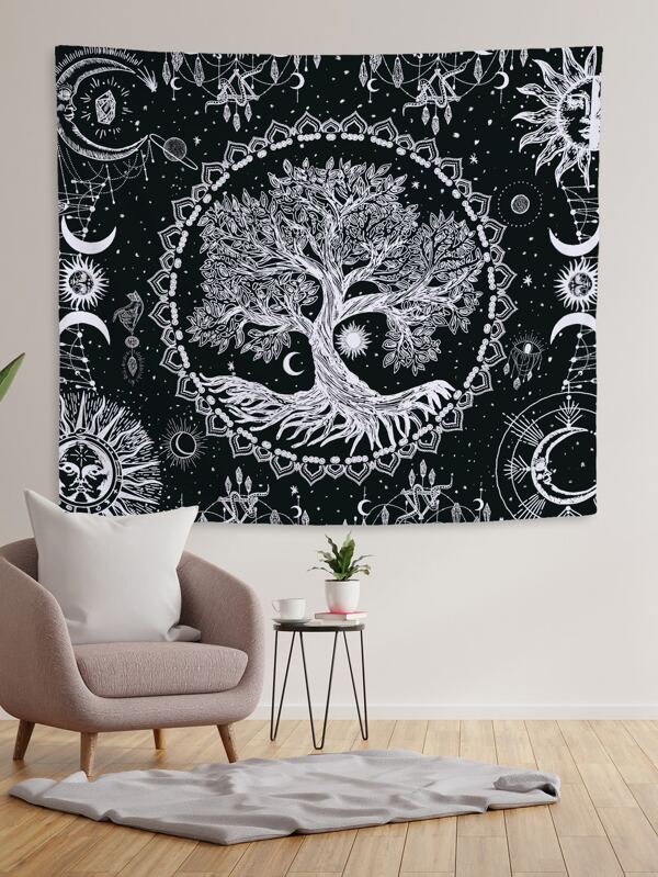 Tree Print Tapestry SHEIN UK