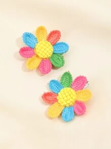 2入組女童花朵裝飾甜美風格髮夾