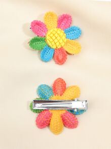 2入組女童花朵裝飾甜美風格髮夾