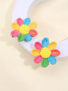 2入組女童花朵裝飾甜美風格髮夾