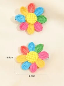 2入組女童花朵裝飾甜美風格髮夾