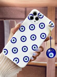 Blue Evil Eye Pattern Phone Case With Stand-Out Holder - Multicolor - View 2