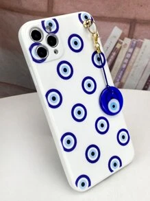 Blue Evil Eye Pattern Phone Case With Stand-Out Holder - Multicolor - View 3