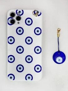 Blue Evil Eye Pattern Phone Case With Stand-Out Holder - Multicolor - View 4