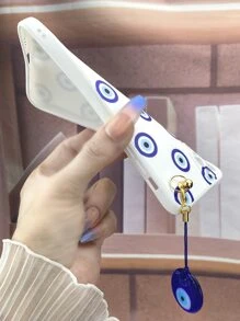 Blue Evil Eye Pattern Phone Case With Stand-Out Holder - Multicolor - View 5
