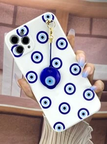 Blue Evil Eye Pattern Phone Case With Stand-Out Holder - Multicolor - View 7