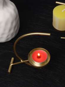 1pc Aluminum Alloy Candle Holder, Gold Candle Tray For Home Decor - Gold - View 5