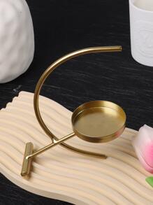1pc Aluminum Alloy Candle Holder, Gold Candle Tray For Home Decor - Gold - View 8