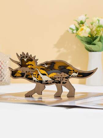 1入組木頭裝飾用品現代恐龍設計裝飾物件