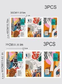 3pcs Abstract Pattern Unframed Painting - Multicolor - View 6