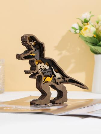 1入組木頭裝飾用品現代恐龍設計裝飾物件