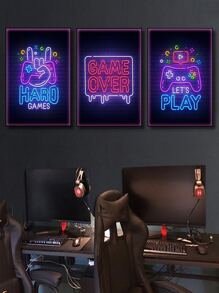 3 st kemisk fiber oinramad målning, modernt spelkontrollmönster oinramad bild för hemmet - Multifärgad - Visa 5