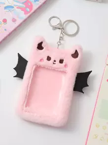 1 soporte para tarjetas de identificación con diseño de monstruo borroso rosa, bonita funda portátil para tarjetas de oficina con llavero - Rosa - Ver 12