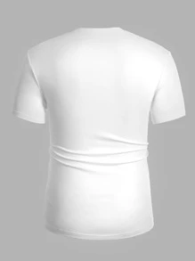Manfinity RelaxMax Men T-Shirts V Neck Short Sleeve Basic Tee Casual Simple Husband Summer Knit Top - White - View 2