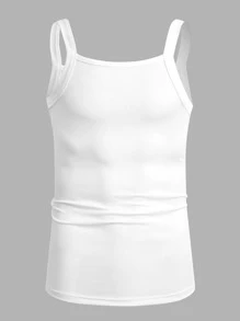 Manfinity Homme Men Solid Ribbed Knit Cami Top - White - View 3