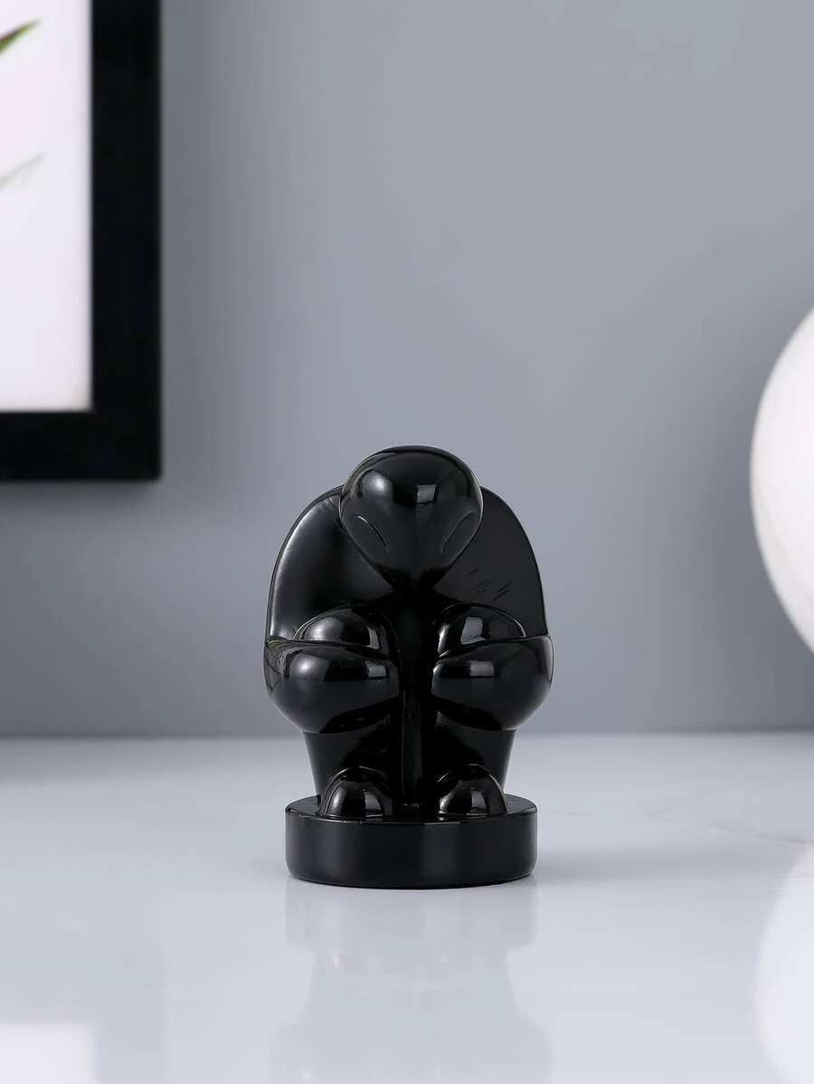 1pc Polyresin Decoration Craft, Modern Figure Design Decoration Object For Home - Black - View 1