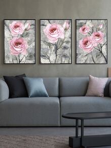 3 bức tranh in hoa có khung - Nhiều màu - Xem 5