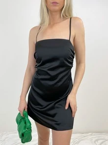 Women Dresses Backless Criss Cross Plain Seksi - Hitam - View 7