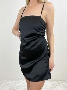 Women Dresses Backless Criss Cross Plain Seksi - Hitam - View 8