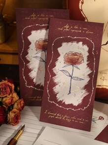 1set Rose Mailing Envelope, Romantic 4 Papers & 2 Envelopes Set For Confession, Girlfriend - Multicolor - View 1