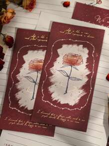 1set Rose Mailing Envelope, Romantic 4 Papers & 2 Envelopes Set For Confession, Girlfriend - Multicolor - View 2