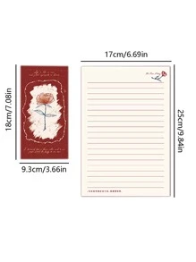 1set Rose Mailing Envelope, Romantic 4 Papers & 2 Envelopes Set For Confession, Girlfriend - Multicolor - View 3