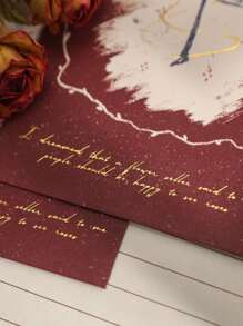 1set Rose Mailing Envelope, Romantic 4 Papers & 2 Envelopes Set For Confession, Girlfriend - Multicolor - View 5