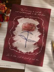 1set Rose Mailing Envelope, Romantic 4 Papers & 2 Envelopes Set For Confession, Girlfriend - Multicolor - View 6