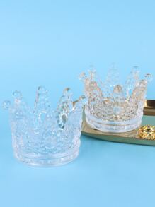 1pc Crown Design Candle Holder, Clear Jewelry Organizer For Home - Clear - View 3
