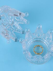 1pc Crown Design Candle Holder, Clear Jewelry Organizer For Home - Clear - View 4