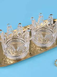 1pc Crown Design Candle Holder, Clear Jewelry Organizer For Home - Clear - View 5