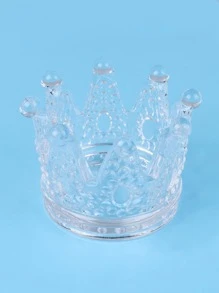 1pc Crown Design Candle Holder, Clear Jewelry Organizer For Home - Clear - View 6